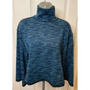 We The Free Free People Blue Speckled Long Sleeve Mock Neck Top, Size XS